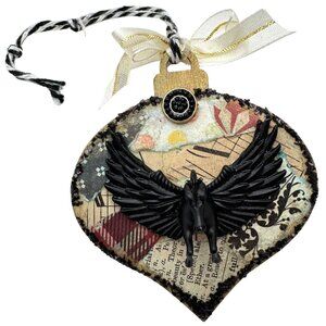 Handcrafted Ornament OOAK Vintage-Inspired Collage Pegasus Horse & Accents